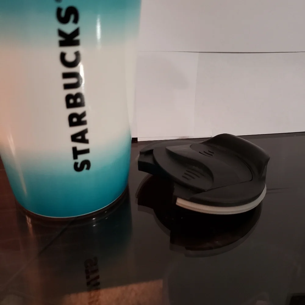Starbucks 8oz Ceramic Ombre‎ Teal w/lid